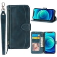 thumbnail image 1 of ELEHOLD Flip Wallet Case for Samsung Galaxy A54 5G,Synthetic Leather Zipper Pocket Card Slots Kickstand Function Magnetic Clasp Detachable Wriststrap Purse Case,Green, 1 of 6