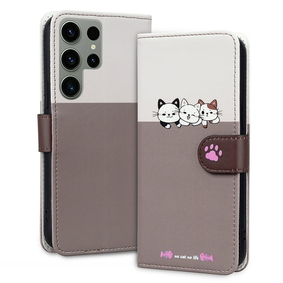 ELEHOLD Flip Wallet Case for Samsung Galaxy S22, Cute Pattern PU Leather Case with Magnetic Clasp Credit Card Slot Stand Lanyard Shockproof Full Body Protection Cover, B