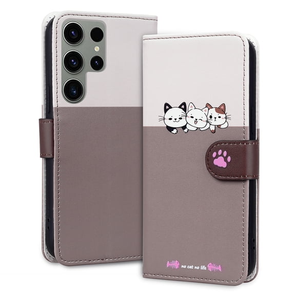 ELEHOLD Flip Wallet Case for Samsung Galaxy S22 Plus, Cute Pattern PU Leather Case with Magnetic Clasp Credit Card Slot Stand Lanyard Shockproof Full Body Protection Cover, B