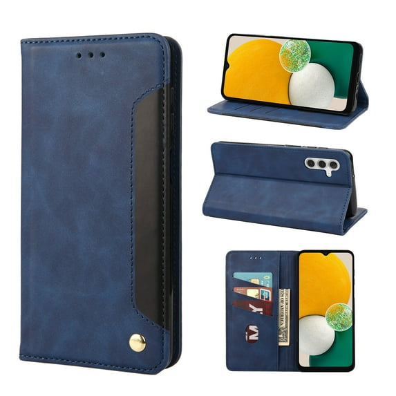ELEHOLD Flip Wallet Case for Samsung Galaxy A54 5G,Practical Card Holders Kickstand Function Soft Leather Slim Lightweight Case,Blue