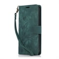 thumbnail image 1 of ELEHOLD Flip Wallet Case for iPhone 11 Pro Case Embossed Flower Butterflies Premium Leather Card Slots Kickstand Function Magnetic Clasp Detachable Wrist Lanyard Full Protective Case,green, 1 of 6