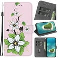 thumbnail image 1 of ELEHOLD Flip Wallet Case for iPhone 13 Case with Beautiful Flower Butterfly Pattern Card Slots Holders Kickstand Function Magnetic Clasp Leather Shockproof Case with Wrist Lanyard,M, 1 of 7