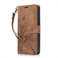 thumbnail image 1 of ELEHOLD Flip Wallet Case for iPhone 14 Plus Case Embossed Flower Butterflies Premium Leather Card Slots Kickstand Function Magnetic Clasp Detachable Wrist Lanyard Full Protective Case,brown, 1 of 6