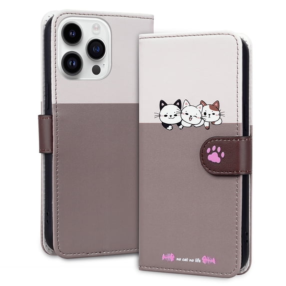 ELEHOLD Flip Wallet Case for iPhone 15 Plus, Cute Pattern PU Leather Case with Magnetic Clasp Credit Card Slot Stand Lanyard Shockproof Full Body Protection Cover, B