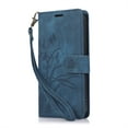 thumbnail image 1 of ELEHOLD Flip Wallet Case for iPhone 8 Plus/7 Plus Case Embossed Flower Butterflies Premium Leather Card Slots Kickstand Function Magnetic Clasp Detachable Wrist Lanyard Full Protective Case,blue, 1 of 6