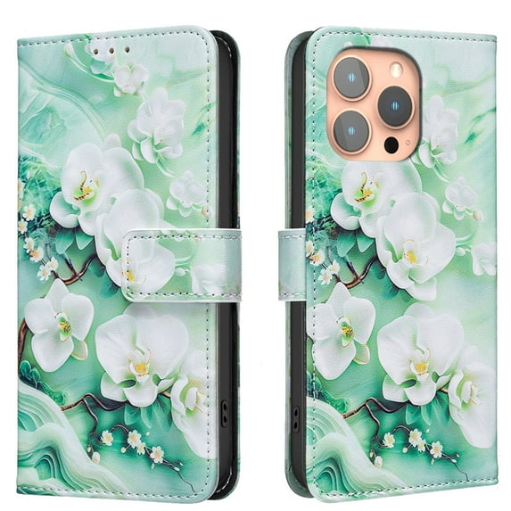 ELEHOLD Flip Wallet Phone Case For iPhone 11 Pro, Cute Butterfly Floral PU Leather Elegant Folio Design Card Slots, Kickstand Magnetic ClosureShockproof Case Cover ,A