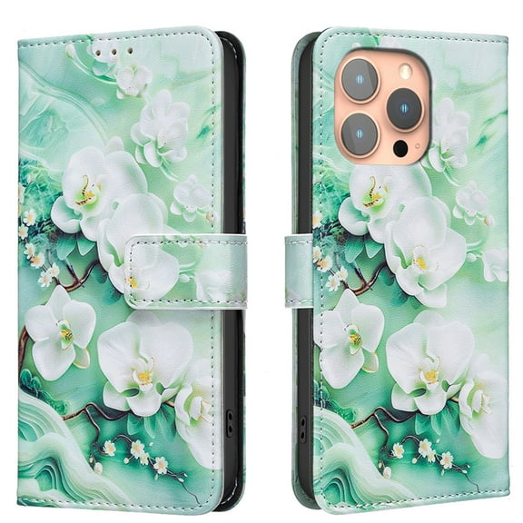 ELEHOLD Flip Wallet Phone Case For iPhone 12 Pro Max, Cute Butterfly Floral PU Leather Elegant Folio Design Card Slots, Kickstand  Magnetic ClosureShockproof Case Cover ,A