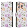 thumbnail image 1 of ELEHOLD Flip Wallet Phone Case For iPhone 13 Pro, Cute Butterfly Floral PU Leather Elegant Folio Design Card Slots, Kickstand  Magnetic ClosureShockproof Case Cover ,D, 1 of 6