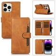 thumbnail image 1 of ELEHOLD Flip Wallet for iPhone 15 Pro Case 6.1", PU Leather 9 Card Holders Cash Pocket Detachable Wris Strap Kickstand Function Shockproof Folio Wallet Protective Case for iPhone 15 Pro, Orange, 1 of 6