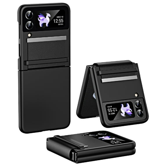 ELEHOLD Folding Case for Samsung Galaxy Z Flip 4 Slim Thin Case Retractable Belt Hinge Protection Scratch Resistant Shockproof Case For Galaxy Z Flip 4,Black