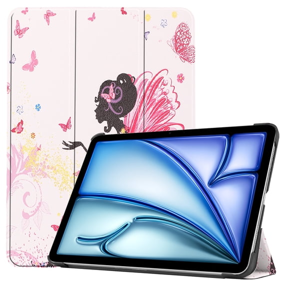 ELEHOLD Folding Case for iPad Air 11 inch 2024 PU Leather Case Stylish Pattern Kickstand Magnetic Auto Wake/Sleep Folio Slim Shockproof Case for iPad Air 4th/5th Generation,Butterfly Girl