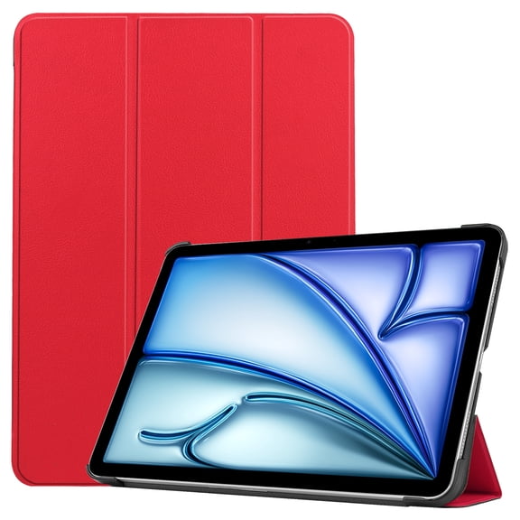 ELEHOLD Folding Case for iPad Air 11-inch M3 (2025) / M2 (2024) PU Leather Case Stylish Pattern Kickstand Magnetic Auto Wake/Sleep Folio Slim Shockproof Case,Red