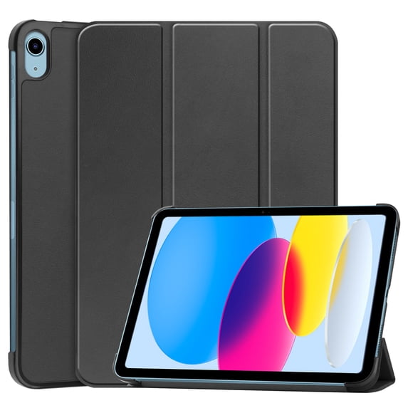 ELEHOLD Folding Rugged Case for iPad 10.9 inch 2022 10th Gen PU Leather Case Cute Stylish Pattern Kickstand Magnetic Auto Wake/Sleep Folio Slim Shockproof Case For iPad 10th Gen 10.9" 2022 ,Black