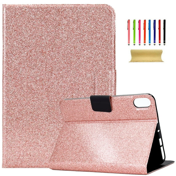ELEHOLD Folio Case for Apple iPad 10th Generation, Glitter Folio Stand Smart Cover Auto Wake/Sleep PU Leather Protective Case for iPad 10.9 inch 2022,Rosegold