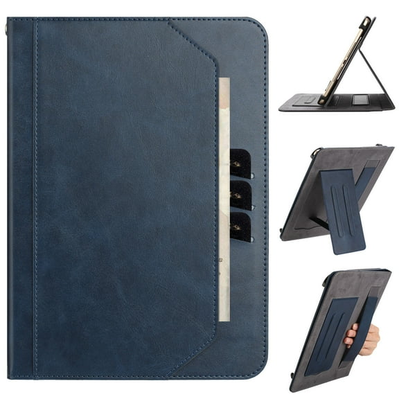 ELEHOLD Folio Folding Leather Case For Samsung Galaxy Tab A9 2023,8.7-inch, Slim Stand Protective Cover Vacuum Suction Cup Design with Cash & Card Slot & Wrist Band, Auto Wake/Sleep, Darkblue
