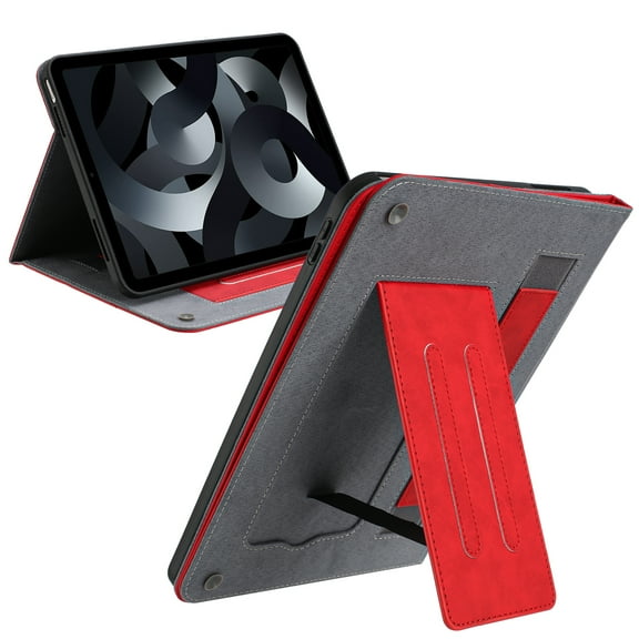 ELEHOLD Folio Folding Leather Case For iPad Pro 10.5, Slim Stand Protective Cover Vacuum Suction Cup Design with Cash & Card Slot & Wrist Band, Auto Wake/Sleep, Red