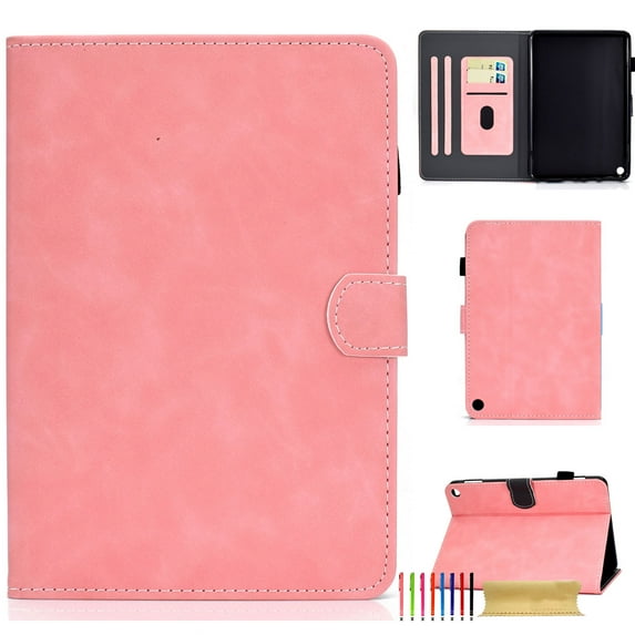 ELEHOLD Folio Leather Case for Amazon Fire Max 11 Inch (13th Gen 2023),PU Leather Card Slots Kickstand Function Magnetic Clasp Multi-Functional Shockproof Slim Case, Rosegold