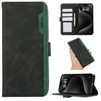 ELEHOLD Folio Wallet for iPhone 15 Pro Max Case,Synthetic PU Leather Built-in Credit Card Slots RFID Blocking Flip Kickstand Function Full Protection Shockproof Case for iPhone 15 Pro Max, Black