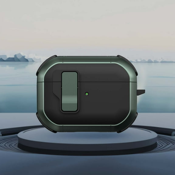 ELEHOLD For AirPods 3rd Gen (2021) Rugged Headphone Case Secure Lock Support Wireless Charging Military Full-Body Rugged Shockproof Case Cover with Keychain,Green