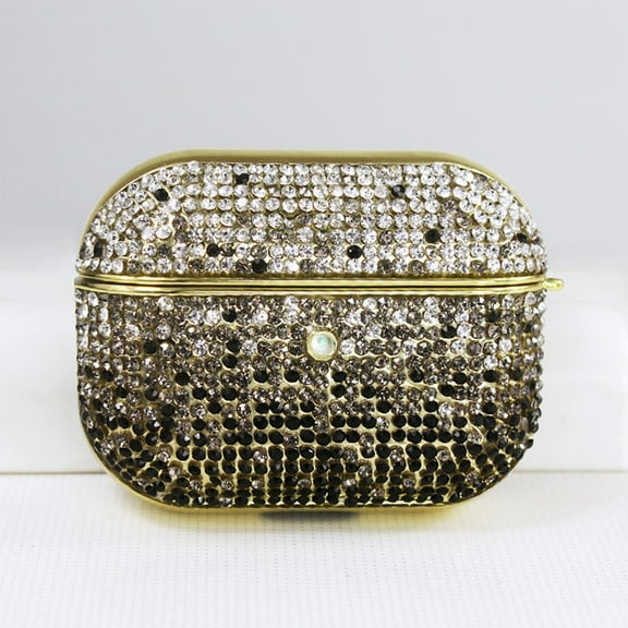 ELEHOLD For Airpods 2nd Gen / 1st Gen Shocproof Case Rhinestone Glitter Gradiant Full Body Protection Plating Rugged Cover for Women, Gift, Black