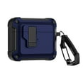 thumbnail image 1 of ELEHOLD For Airpods 4th Gen Armor Case Heavy Duty Shockproof Cover, Full Body Protection, with Button Lock & Carabiner, Compatible with Wireless Charging - Darkblue, 1 of 11