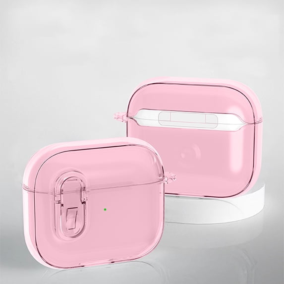 ELEHOLD For Airpods 4th Gen Case Full Body Protection Shockproof Rugged Cover with Keychain + Secure Lock, Support Wireless Charging, Transparent Pink