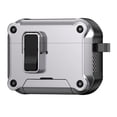 thumbnail image 1 of ELEHOLD For Airpods 4th Gen Earphone Case, Shockproof Safety Lock Rugged Drop Protection Case Cover with Bracket + Keychain, Silver, 1 of 9