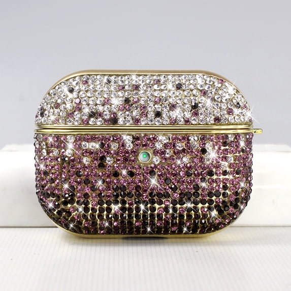 ELEHOLD For Airpods Pro 2nd Gen (2022) Shocproof Case Rhinestone Glitter Gradiant Full Body Protection Plating Rugged Cover for Women, Gift, Purple
