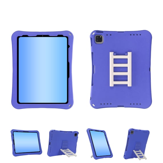 ELEHOLD For Apple iPad Air 13 (2024) EVA Shockproof Case Protective Cover, with 360° Rotating Stair Stand, Purple