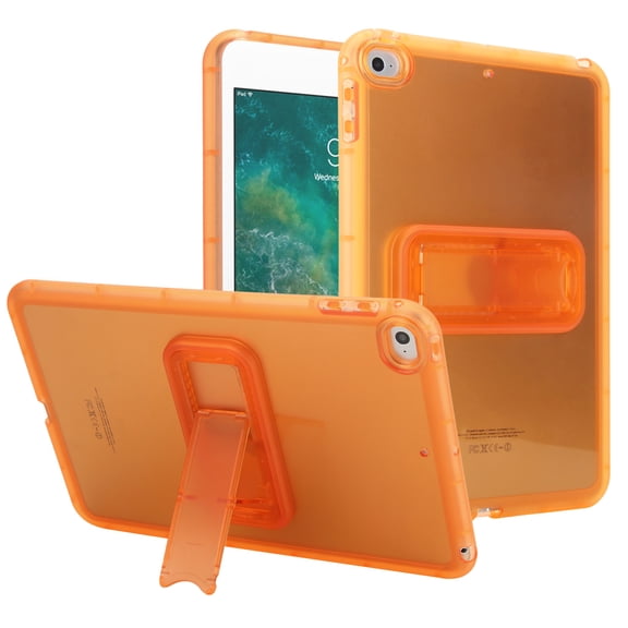 ELEHOLD For Apple iPad mini 5/mini 4 Protection Case ,Slim Lightweight Shell TPU Bumper + PC Translucent Matte Cover with Built-in Kicksatnd , Orange