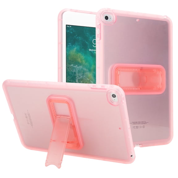 ELEHOLD For Apple iPad mini 5/mini 4 Protection Case ,Slim Lightweight Shell TPU Bumper + PC Translucent Matte Cover with Built-in Kicksatnd , Pink