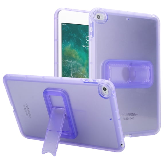 ELEHOLD For Apple iPad mini 5/mini 4 Protection Case ,Slim Lightweight Shell TPU Bumper + PC Translucent Matte Cover with Built-in Kicksatnd , Purple