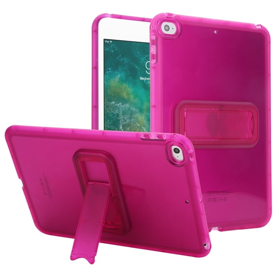 ELEHOLD For Apple iPad mini 5/mini 4 Protection Case ,Slim Lightweight Shell TPU Bumper + PC Translucent Matte Cover with Built-in Kicksatnd , Rose