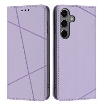 ELEHOLD For Samsung Galaxy A17 5G Flip Wallet Case, Slim PU Leather Card Cash Slots Anti-Scratch Simple Stripes Shockproof Cover, Purple
