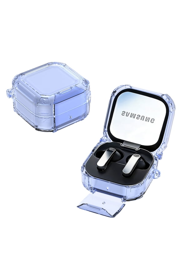 For Samsung Galaxy Buds 4/4Pro Earphone Case,Shockproof Rugged Clear Phone Stand Drop Protection Cover with Keychain ,Blue