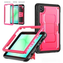 ELEHOLD For Samsung Galaxy Tab A11 2025/ A11 2023 8.7-inch Rugged Case, Shockproof Double-Layer Protection Foldable Kickstand Full-Body Cover ,Rose