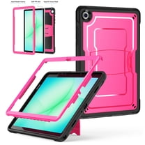 ELEHOLD For Samsung Galaxy Tab A11 2025/ A9 2023 11-inch Rugged Case , Shockproof Double-Layer Protection Foldable Kickstand Full-Body Cover ,Rose