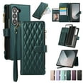 thumbnail image 1 of ELEHOLD For Samsung Galaxy Z Fold 5 Wallet Case, Card Slots Zipper Purse Luxury PU Leather Kickstand Full Body Shockproof Phone Cover with Shoulder/Wrist Strap for Samsung Galaxy Z Fold 5,Darkgreen, 1 of 8