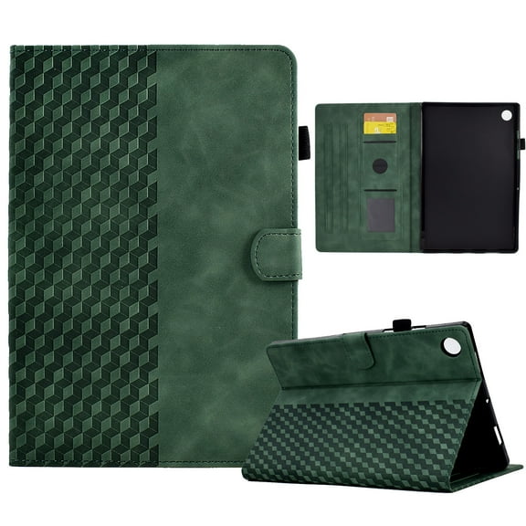 ELEHOLD For Samsung Tab A7 Lite 8.7 (2021) Diamond Embossing Leather Folio Folding Full Body Protective Case Kickstand Shockproof Cover, Auto Sleep&Wake, with Credit Card Slot, Green