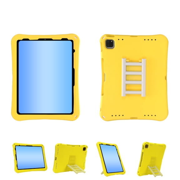 ELEHOLD For iPad 6th Generation EVA Shockproof Case Protective Cover, with 360° Rotating Stair Stand, Yellow