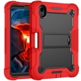 thumbnail image 1 of ELEHOLD for For iPad mini 7 (A17 Pro)2024/6th Rugged Case, Heavy Duty Shockproof 3-Layer Multi-Functional Hard Plastic＋PC Inner＋Soft Silicone Frame Case with Built-in Kicsktand Pen Holder,Red, 1 of 8