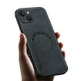 thumbnail image 1 of ELEHOLD For iPhone 13 Luxury Leather Magnetic Shockproof Case Slim Drop Protection Cover, Lens & Screen Protection, Compatible with Magsafe, Skin-Friendly, Black, 1 of 9