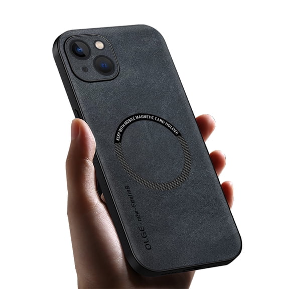 ELEHOLD For iPhone 13 Luxury Leather Magnetic Shockproof Case Slim Drop Protection Cover, Lens & Screen Protection, Compatible with Magsafe, Skin-Friendly, Black