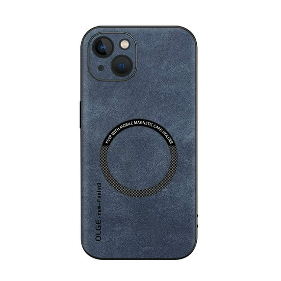 ELEHOLD For iPhone 14 Plus Luxury Leather Magnetic Shockproof Case Slim Drop Protection Cover, Lens & Screen Protection, Compatible with Magsafe, Skin-Friendly, Blue