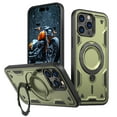 thumbnail image 1 of ELEHOLD For iPhone 14 Pro Max Ergonomic Design Military Grade Shockproof Protective Case Magnetic Ring Stand Rugged Cover, Non-Slip, Support Wireless Charging, Olivegreen, 1 of 1