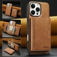 thumbnail image 1 of ELEHOLD For iPhone 15 PU Leather Magnetic Shockproof Case, MagSafe Compatible, with Magnetic Detachable Credit Card Wallet, Kickstand Function, Brown, 1 of 8