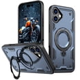 thumbnail image 1 of ELEHOLD For iPhone 16 Plus Ergonomic Design Military Grade Shockproof Protective Case Magnetic Ring Stand Rugged Cover, Non-Slip, Support Wireless Charging, Blue, 1 of 6