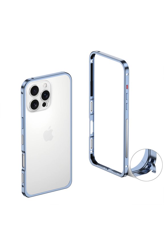 For iPhone 16e Case,No Len Cap, Metal Frame Heat Dissipation Net Rugged Shockproof Bumper Frame Phone Case Cover For iPhone 16e,Blue