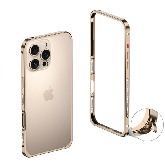 ELEHOLD For iPhone 16e Case,No Len Cap, Metal Frame Heat Dissipation Net Rugged Shockproof Bumper Frame Phone Case Cover For iPhone 16e,Gold