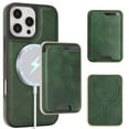 thumbnail image 1 of ELEHOLD For iPhone 16e Case with Magnetic Detachab Card Holder, Faux Leather Shockproof Cover Anti-Scratch Slim Wireless Charging Wallet Case , Green, 1 of 10